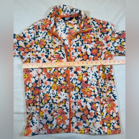 Lands' End Floral Women's Full Zip Fleece Pullover size M - Picture 6 of 8